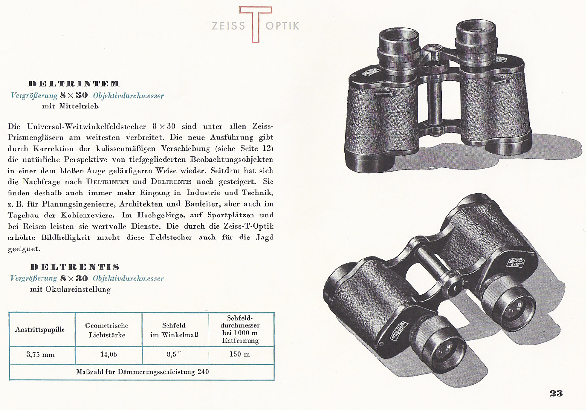 Carl Zeiss Carl Ziess Deltrintem 8 x 30 Vintage Binoculars 