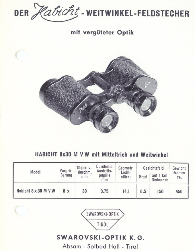 Legendary binoculars - Swarovski Habicht 8x30 - 1955-1962